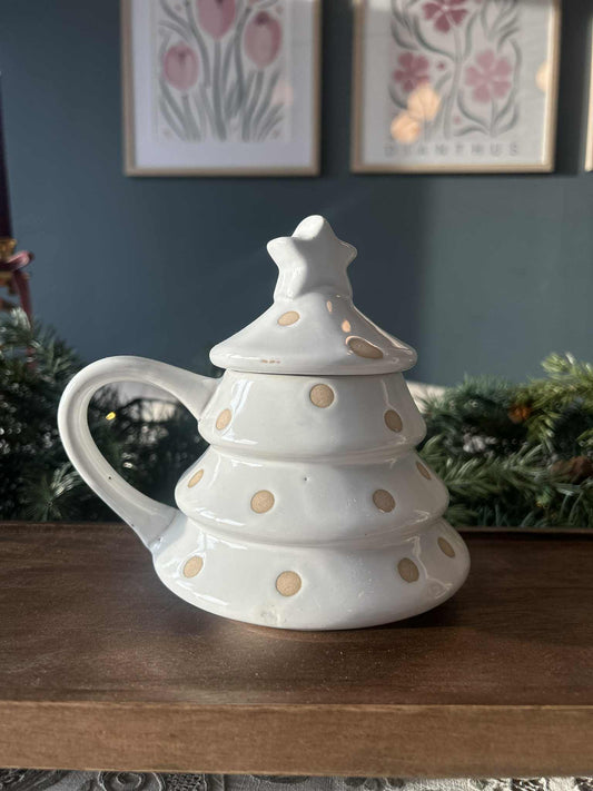 Juletrekopp med lokk - hvit