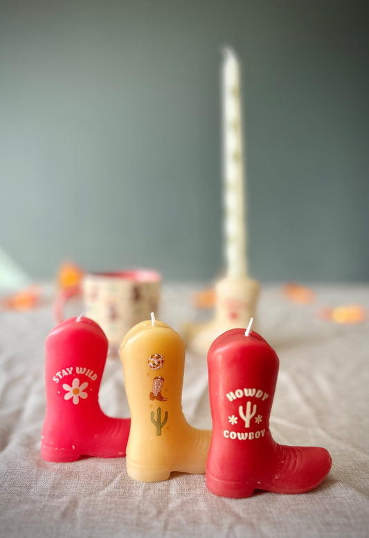 Sett med 3 cowboystøvel-lys