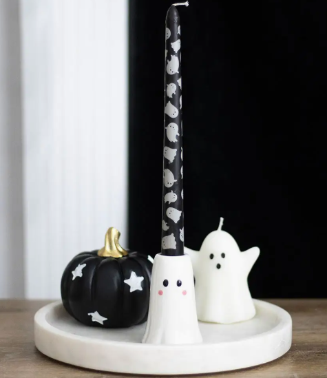 Søt lysholder med kronelys - Spøkelse