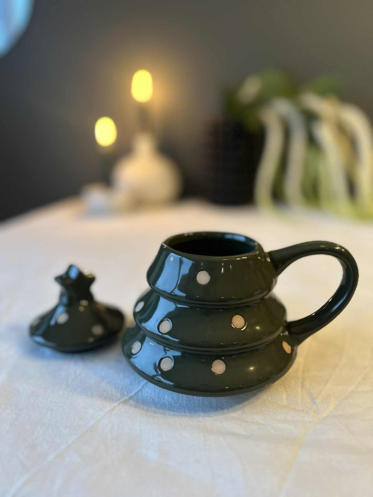 Juletrekopp med lokk - grønn